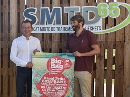 Affiche du big Bag Festival avec Monsieur Baubay Président du SMTD65 et Monsieur Soisson Président du Cartel Bigourdan